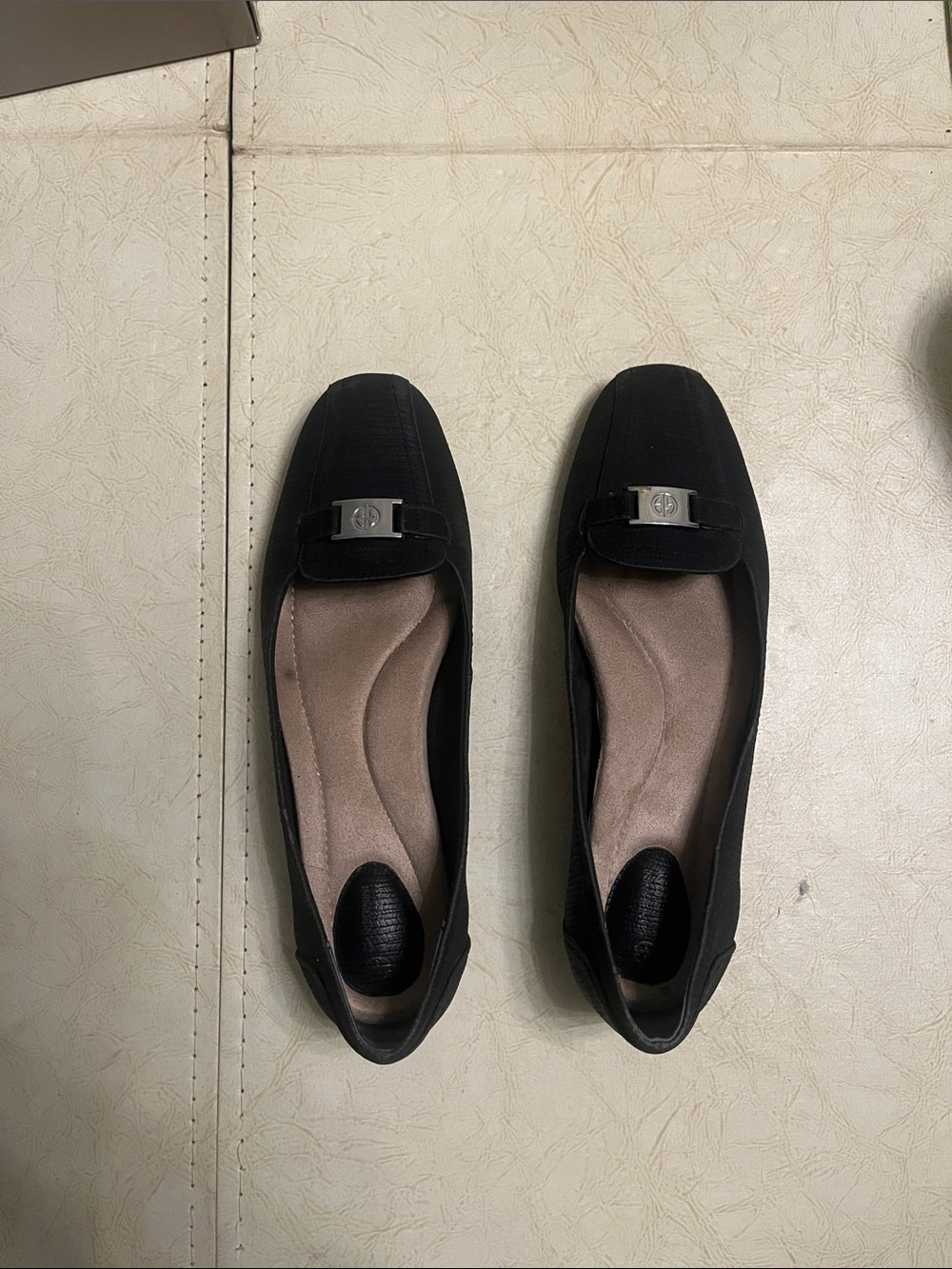 Giani Bernini Black Slip-On Loafers with Silver Buckle